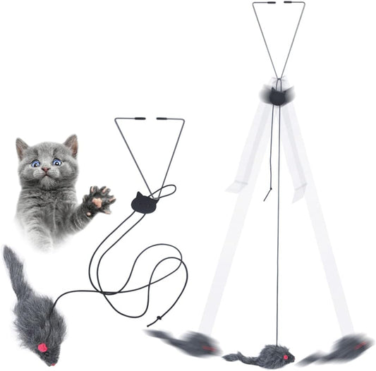 KFX-5977789 Retractable Interactive Feather Teaser Toy for Indoor Cats and Kittens - Safe and Durable Exercise Toy