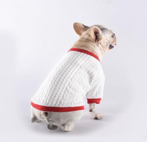 KFX-5978685 Casual White Twist T-Shirt for Pets in Small/Medium/Large Sizes