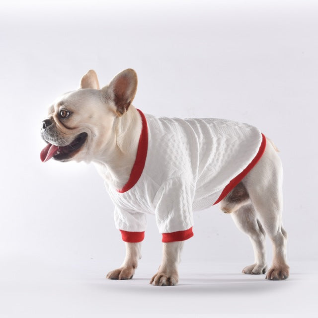 KFX-5978685 Casual White Twist T-Shirt for Pets in Small/Medium/Large Sizes
