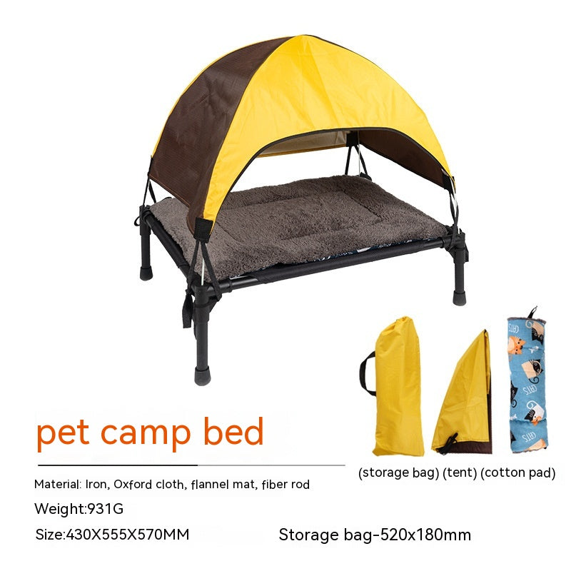 KFX-5978941 Foldable Outdoor Pet Bed with Removable Mat and Roof for Small to Medium Dogs