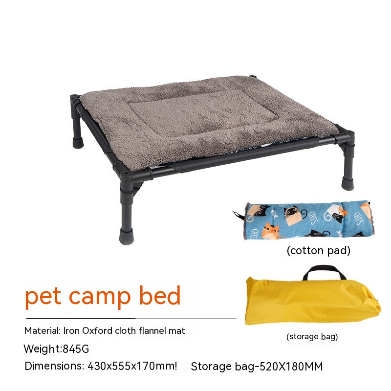 KFX-5978941 Foldable Outdoor Pet Bed with Removable Mat and Roof for Small to Medium Dogs