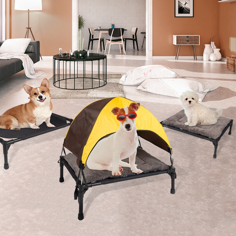 KFX-5978941 Foldable Outdoor Pet Bed with Removable Mat and Roof for Small to Medium Dogs
