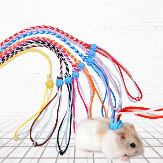 KFX-5980093 Hand Woven Nylon Hamster Pull Rope with Adjustable Chest Strap - 1.4m/2.0m Length