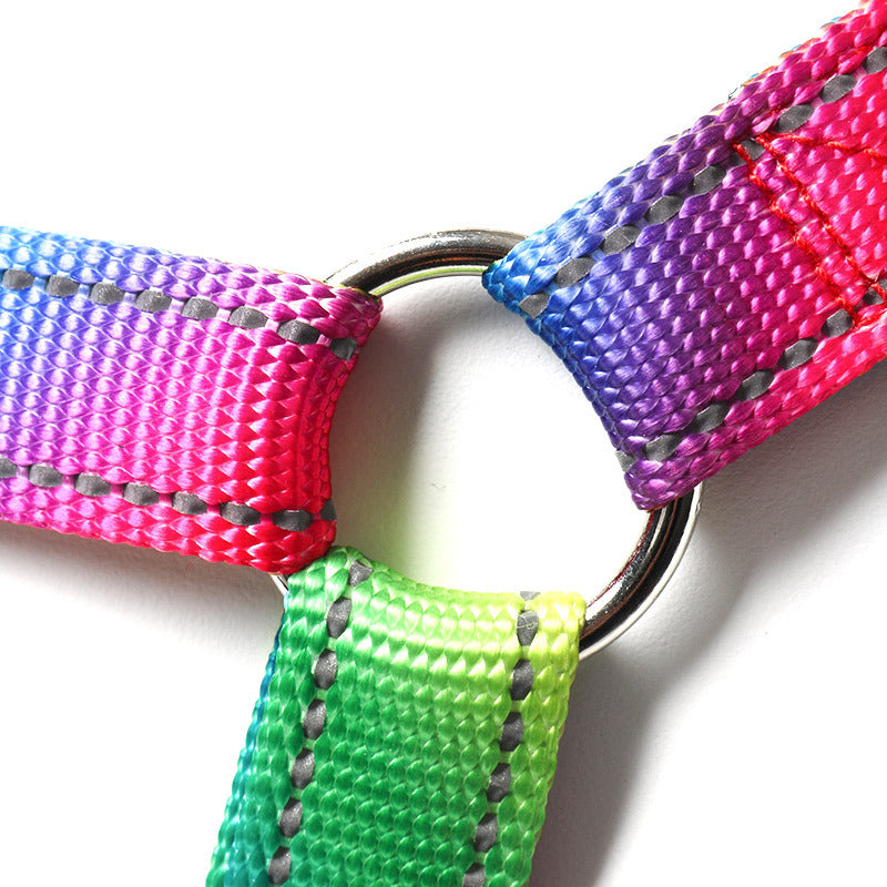 KFX-5981757 Reflective Colorful Three-Piece Pet Leash and Vest Set