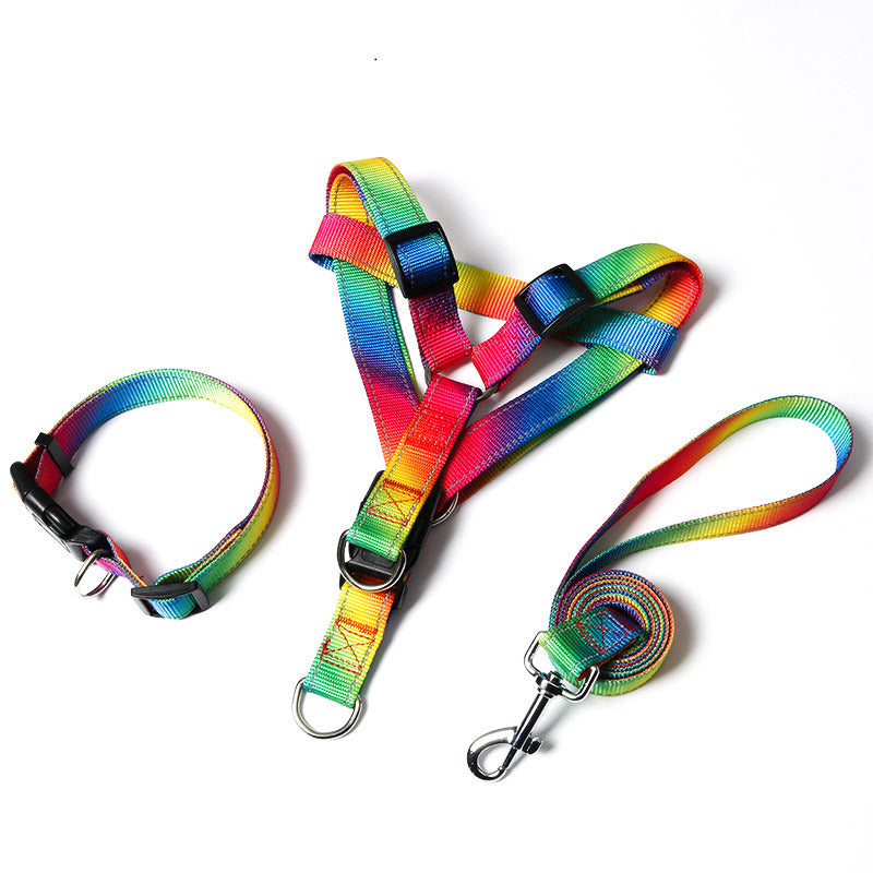 KFX-5981757 Reflective Colorful Three-Piece Pet Leash and Vest Set