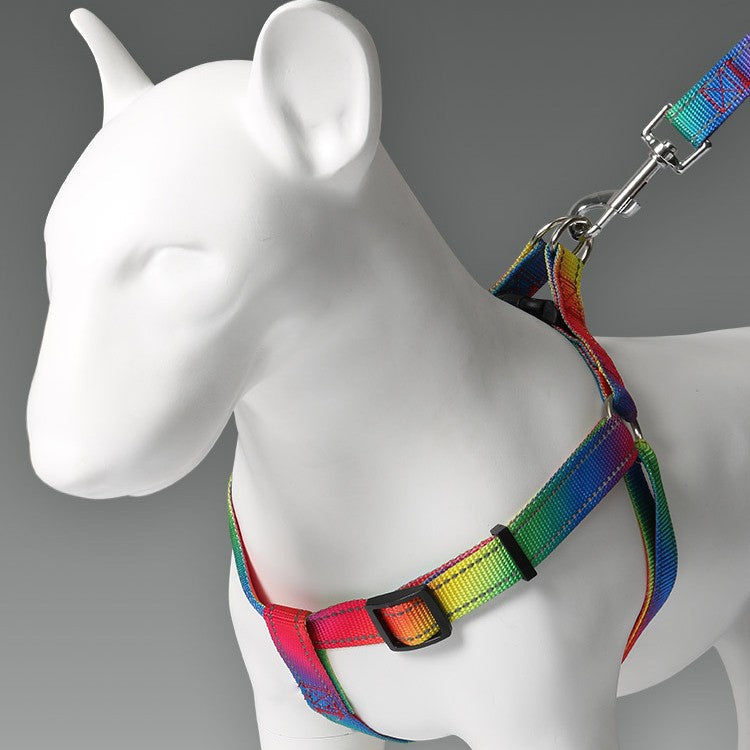 KFX-5981757 Reflective Colorful Three-Piece Pet Leash and Vest Set