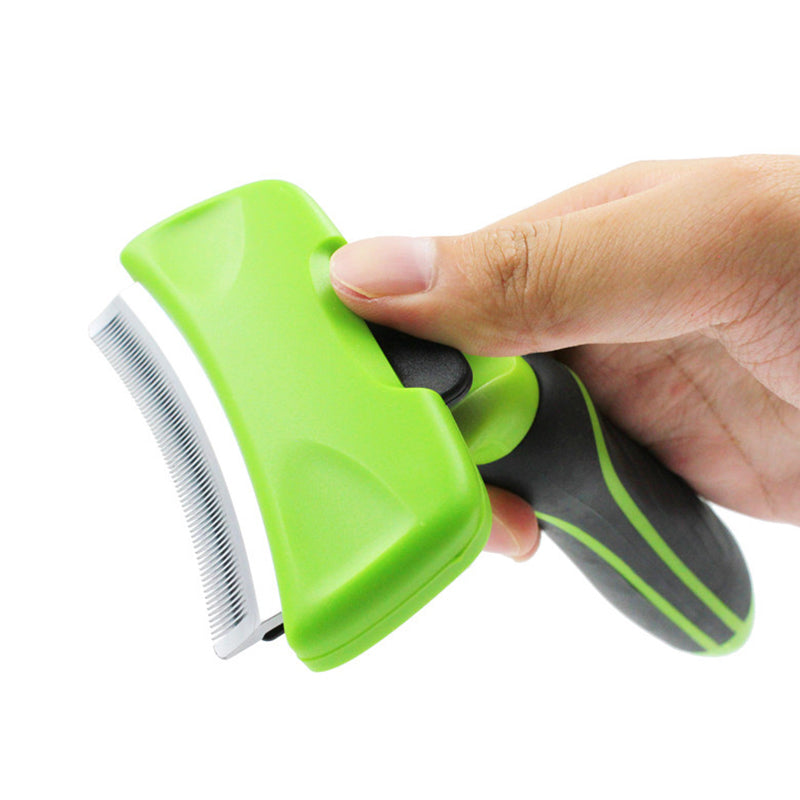 KFX-5981885 Pet Arc Blade Comb for Cats and Dogs - Stainless Steel and ABS Grooming Brush for Effective Deshedding