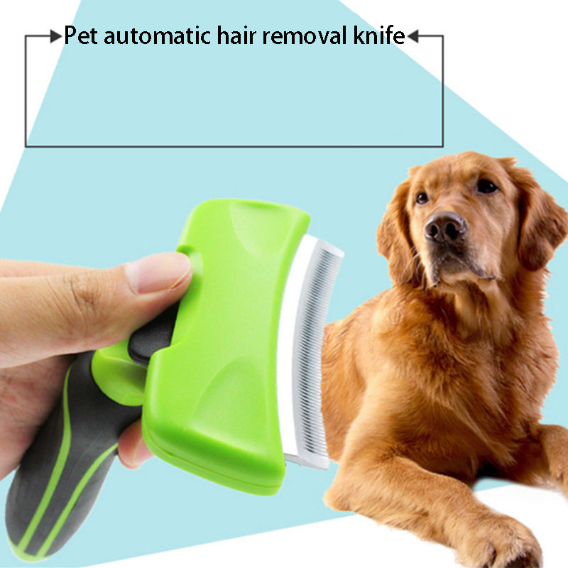 KFX-5981885 Pet Arc Blade Comb for Cats and Dogs - Stainless Steel and ABS Grooming Brush for Effective Deshedding