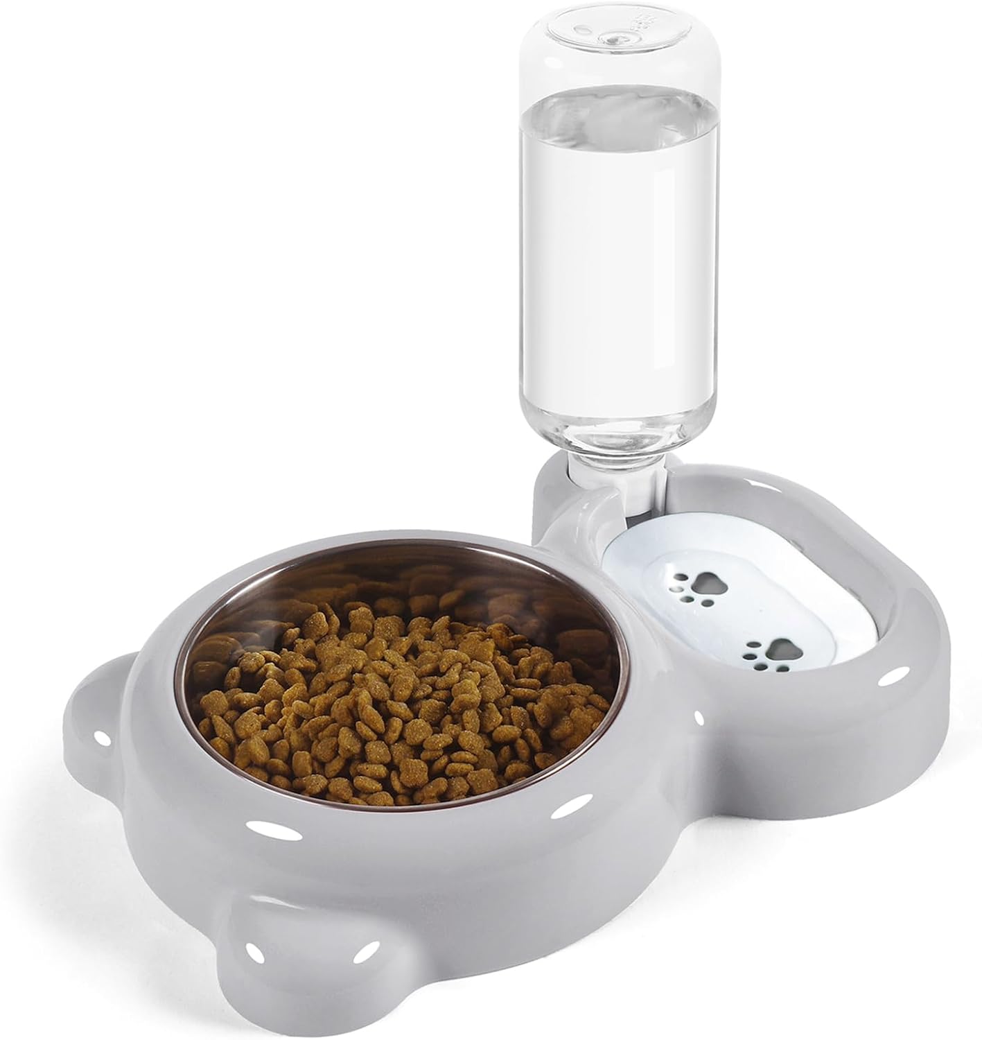 KFX-5983549 Automatic Water and Food Bowl Set for Cats and Small Dogs with Stainless Steel Dish