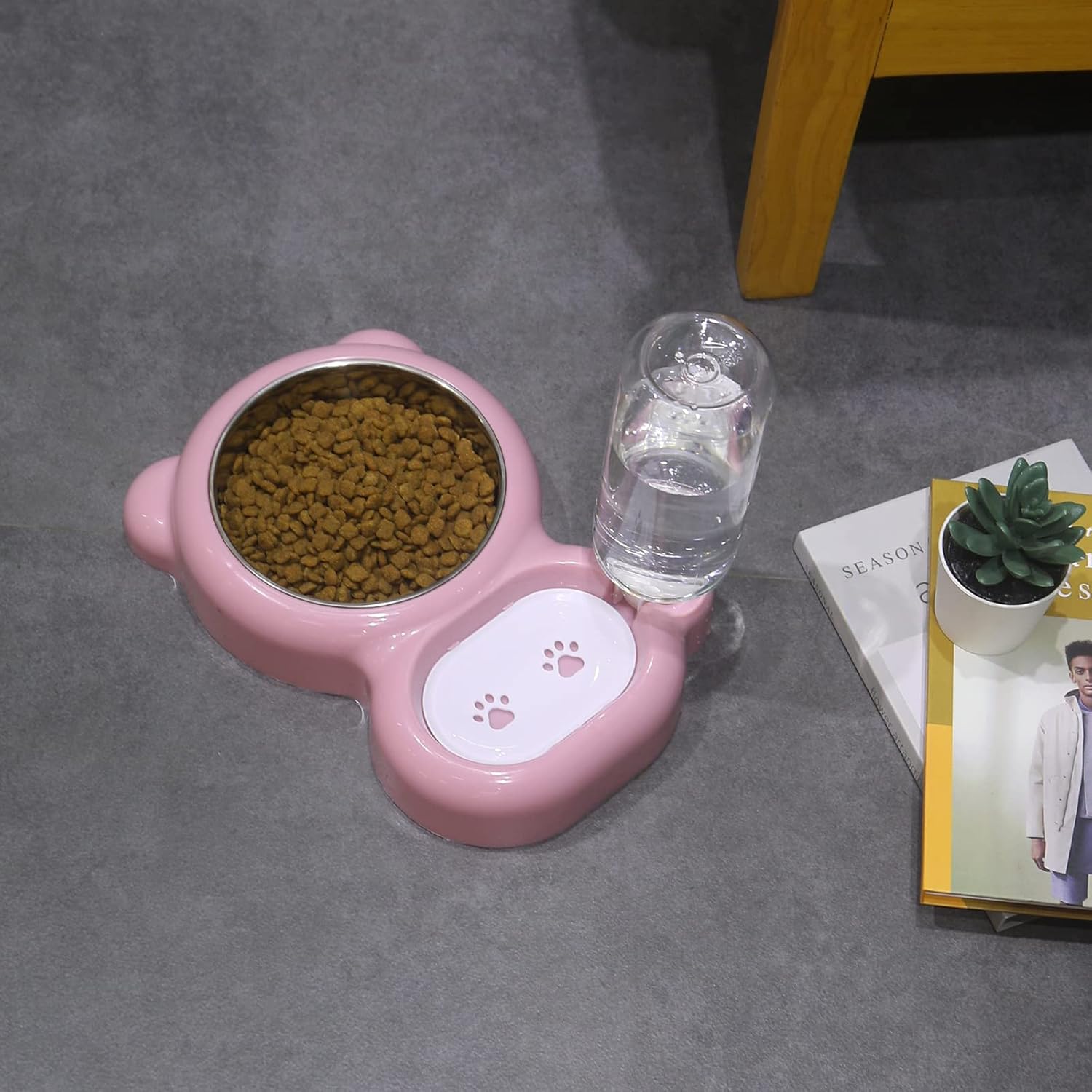 KFX-5983549 Automatic Water and Food Bowl Set for Cats and Small Dogs with Stainless Steel Dish