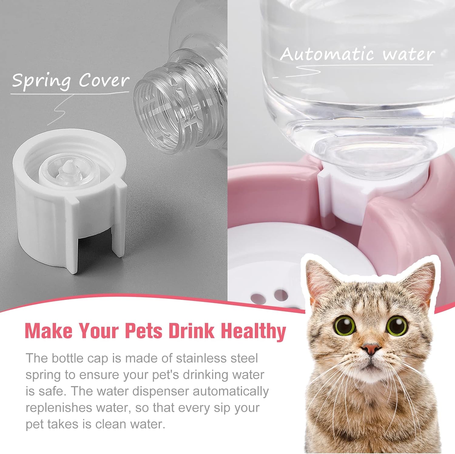 KFX-5983549 Automatic Water and Food Bowl Set for Cats and Small Dogs with Stainless Steel Dish