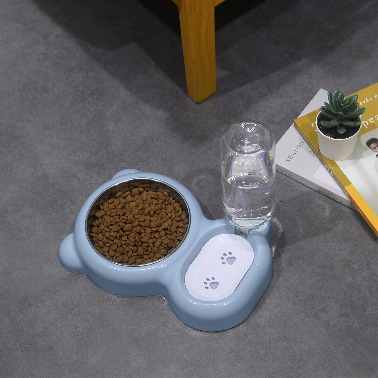 KFX-5983549 Automatic Water and Food Bowl Set for Cats and Small Dogs with Stainless Steel Dish