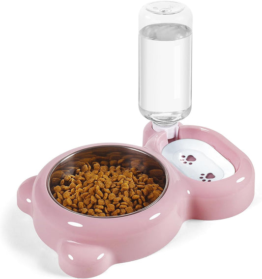 KFX-5983549 Automatic Water and Food Bowl Set for Cats and Small Dogs with Stainless Steel Dish