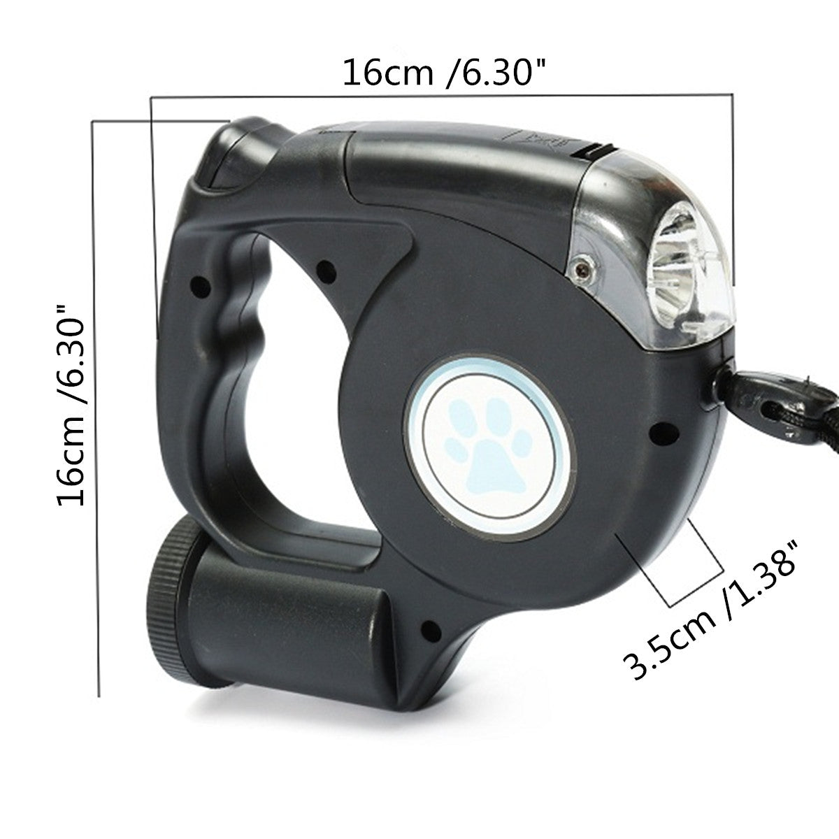KFX-5985853 Three-in-One Retractable Dog Leash with Flashlight and Waste Bag Dispenser