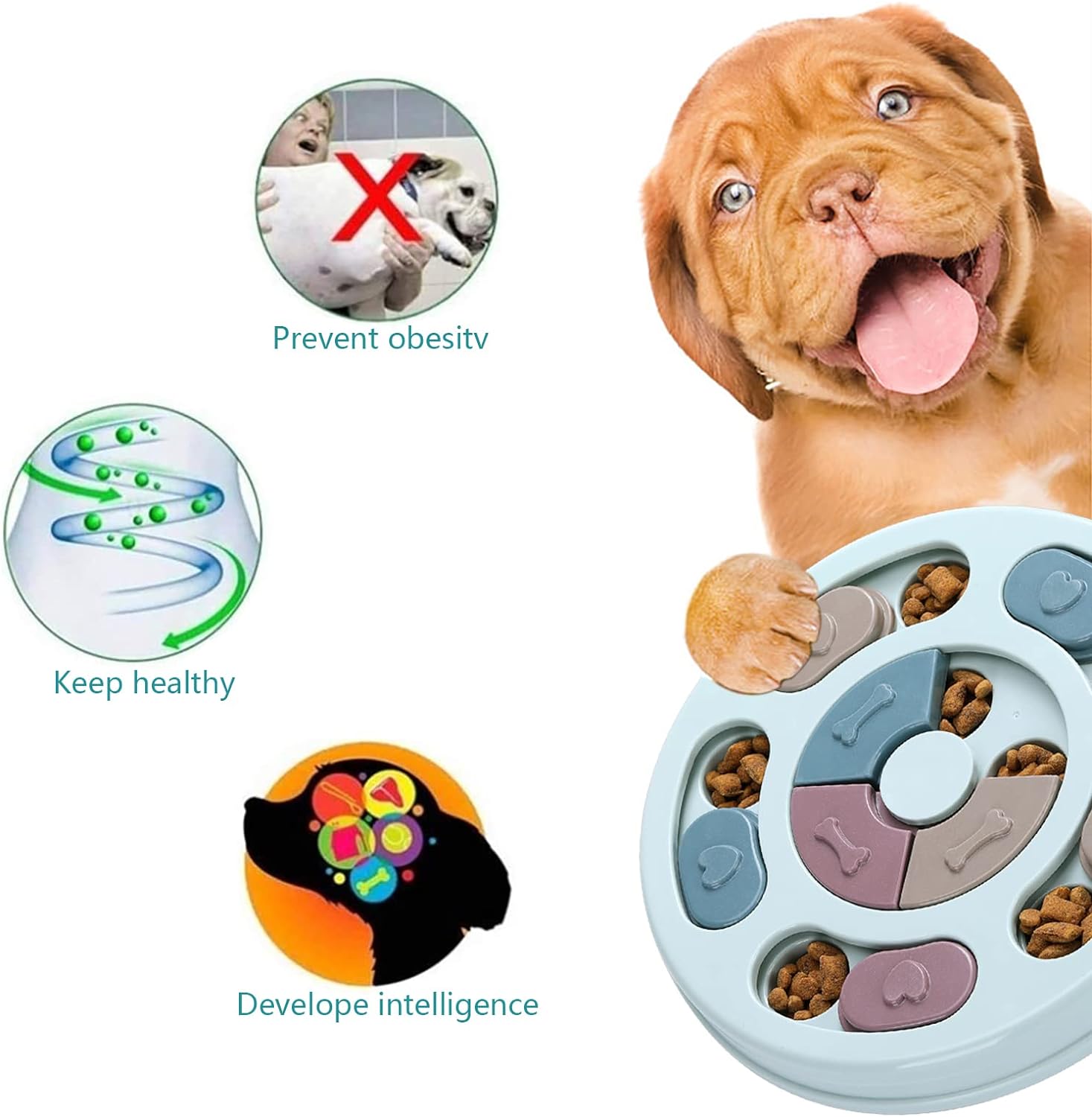 KFX-5987517 Interactive Dog Puzzle Feeder Toy for Mental Stimulation and Slow Eating - Size 28.5 x 25 x 4 cm