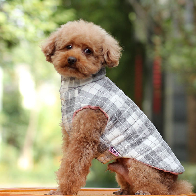 KFX-5988413 Reversible Cotton Vest for Dogs - Autumn & Winter Wear in Brown, Green, and Pink