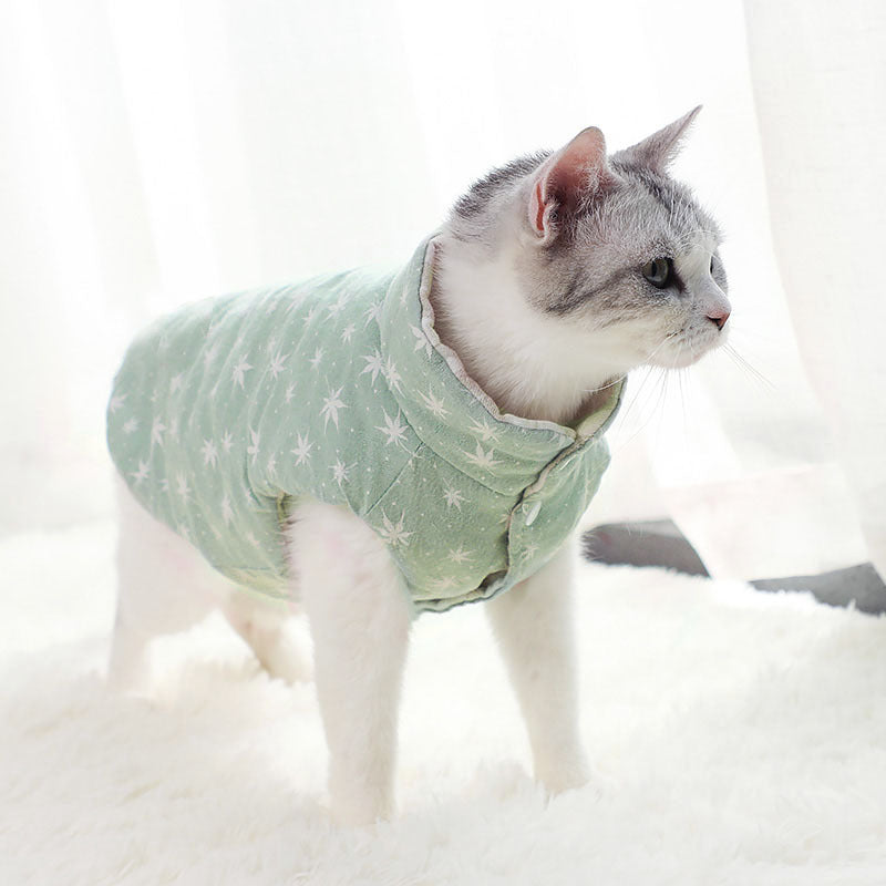 KFX-5988413 Reversible Cotton Vest for Dogs - Autumn & Winter Wear in Brown, Green, and Pink