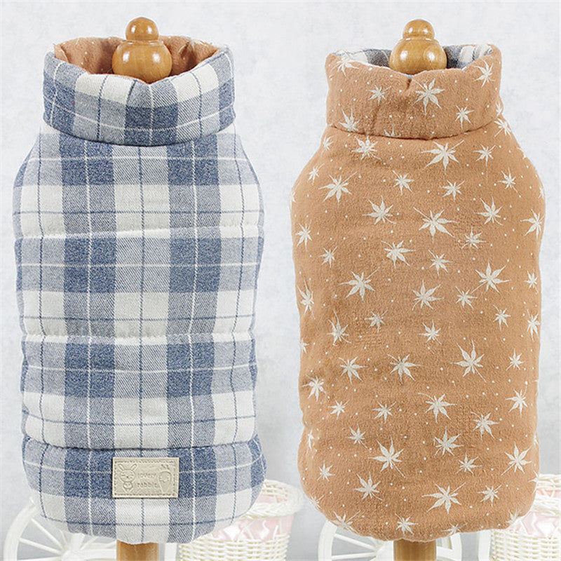 KFX-5988413 Reversible Cotton Vest for Dogs - Autumn & Winter Wear in Brown, Green, and Pink