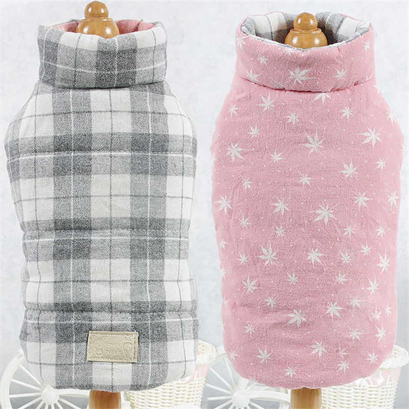 KFX-5988413 Reversible Cotton Vest for Dogs - Autumn & Winter Wear in Brown, Green, and Pink