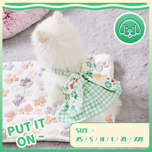 KFX-5989309 Charming Summer Pet Dress with Harness and Leash for Small Dogs and Chihuahuas