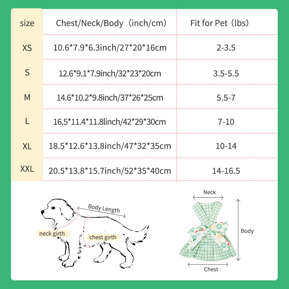 KFX-5989309 Charming Summer Pet Dress with Harness and Leash for Small Dogs and Chihuahuas