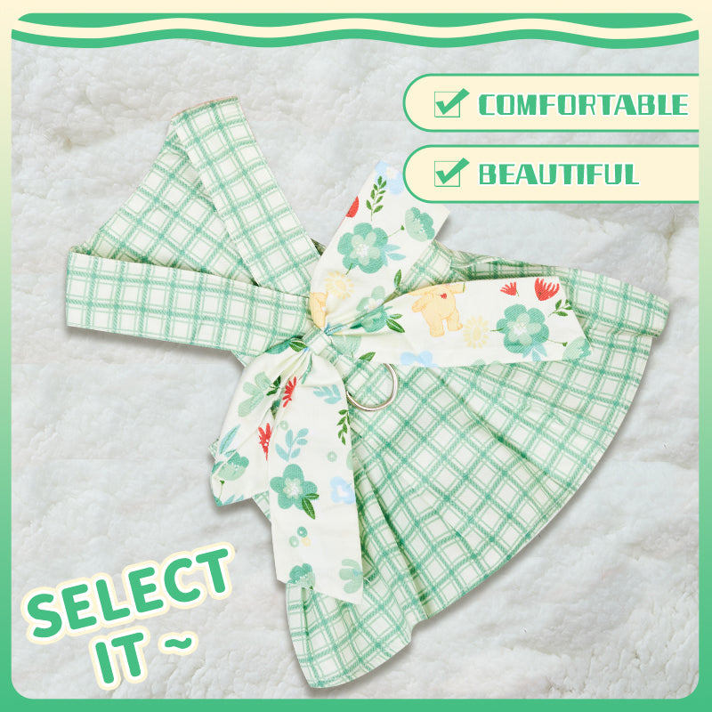 KFX-5989309 Charming Summer Pet Dress with Harness and Leash for Small Dogs and Chihuahuas