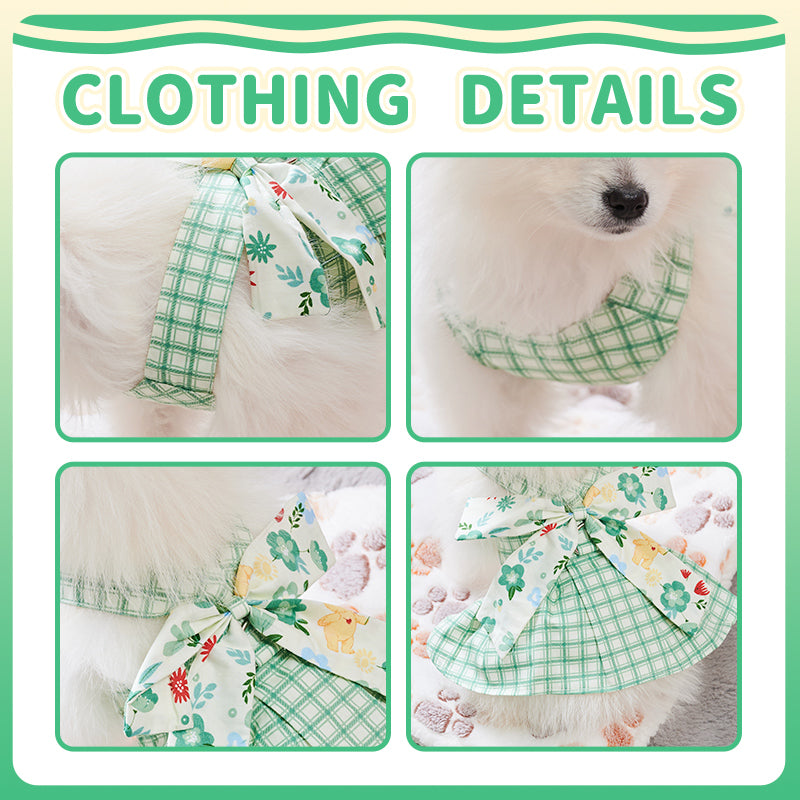 KFX-5989309 Charming Summer Pet Dress with Harness and Leash for Small Dogs and Chihuahuas