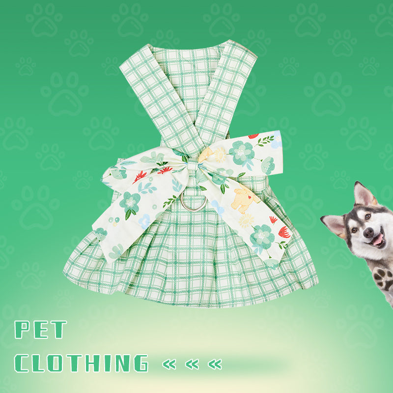 KFX-5989309 Charming Summer Pet Dress with Harness and Leash for Small Dogs and Chihuahuas