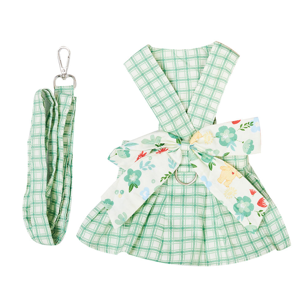 KFX-5989309 Charming Summer Pet Dress with Harness and Leash for Small Dogs and Chihuahuas