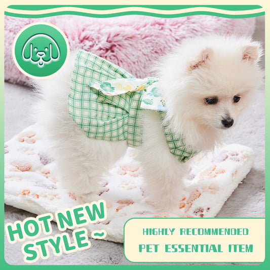 KFX-5989309 Charming Summer Pet Dress with Harness and Leash for Small Dogs and Chihuahuas