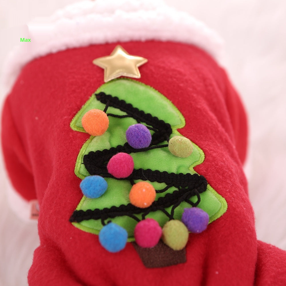 KFX-5991613 Cozy Fleece-Lined Cotton-Padded Coat for Cats and Dogs - Christmas Tree & Father-in-Law Designs