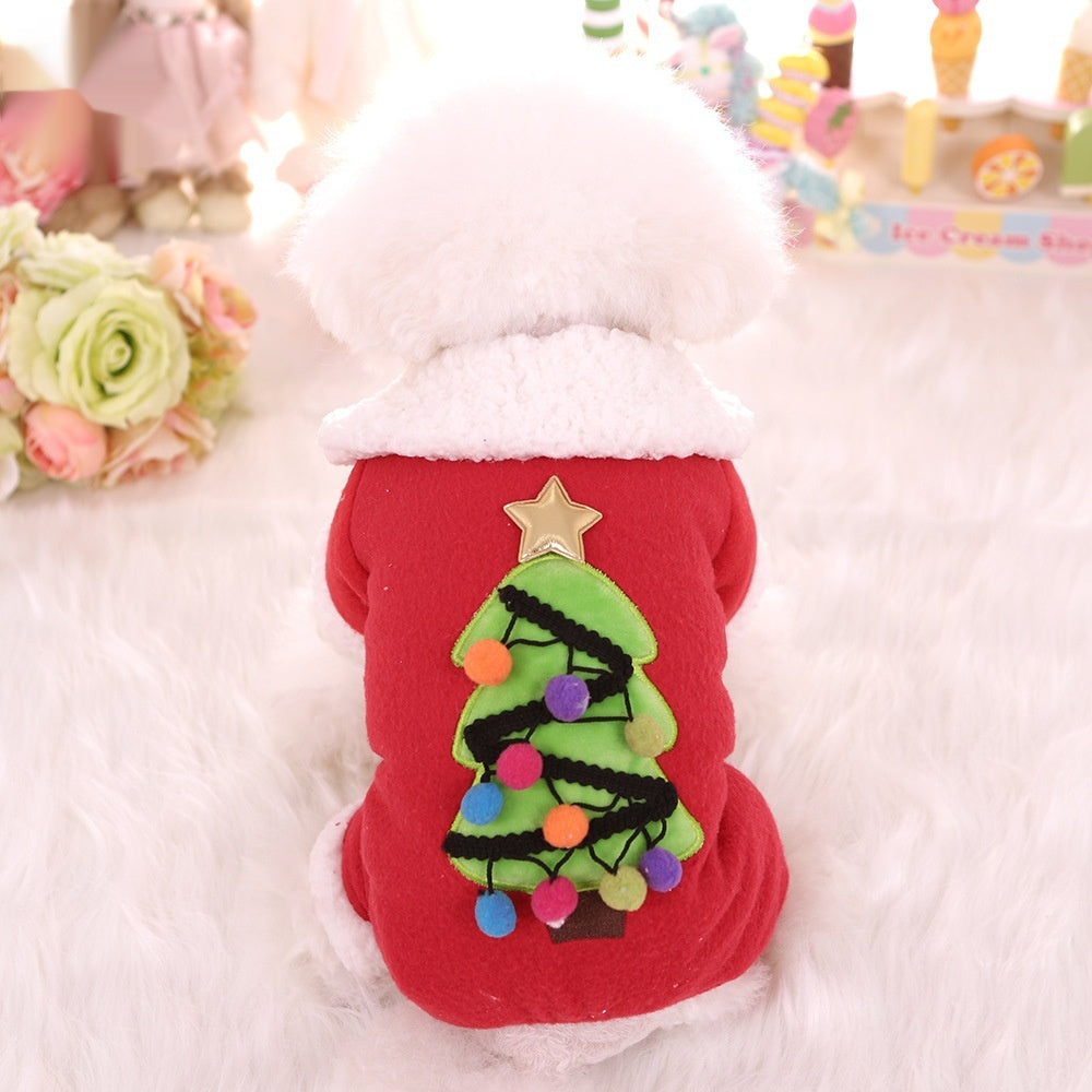KFX-5991613 Cozy Fleece-Lined Cotton-Padded Coat for Cats and Dogs - Christmas Tree & Father-in-Law Designs