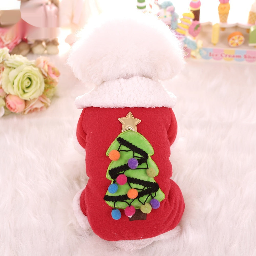 KFX-5991613 Cozy Fleece-Lined Cotton-Padded Coat for Cats and Dogs - Christmas Tree & Father-in-Law Designs