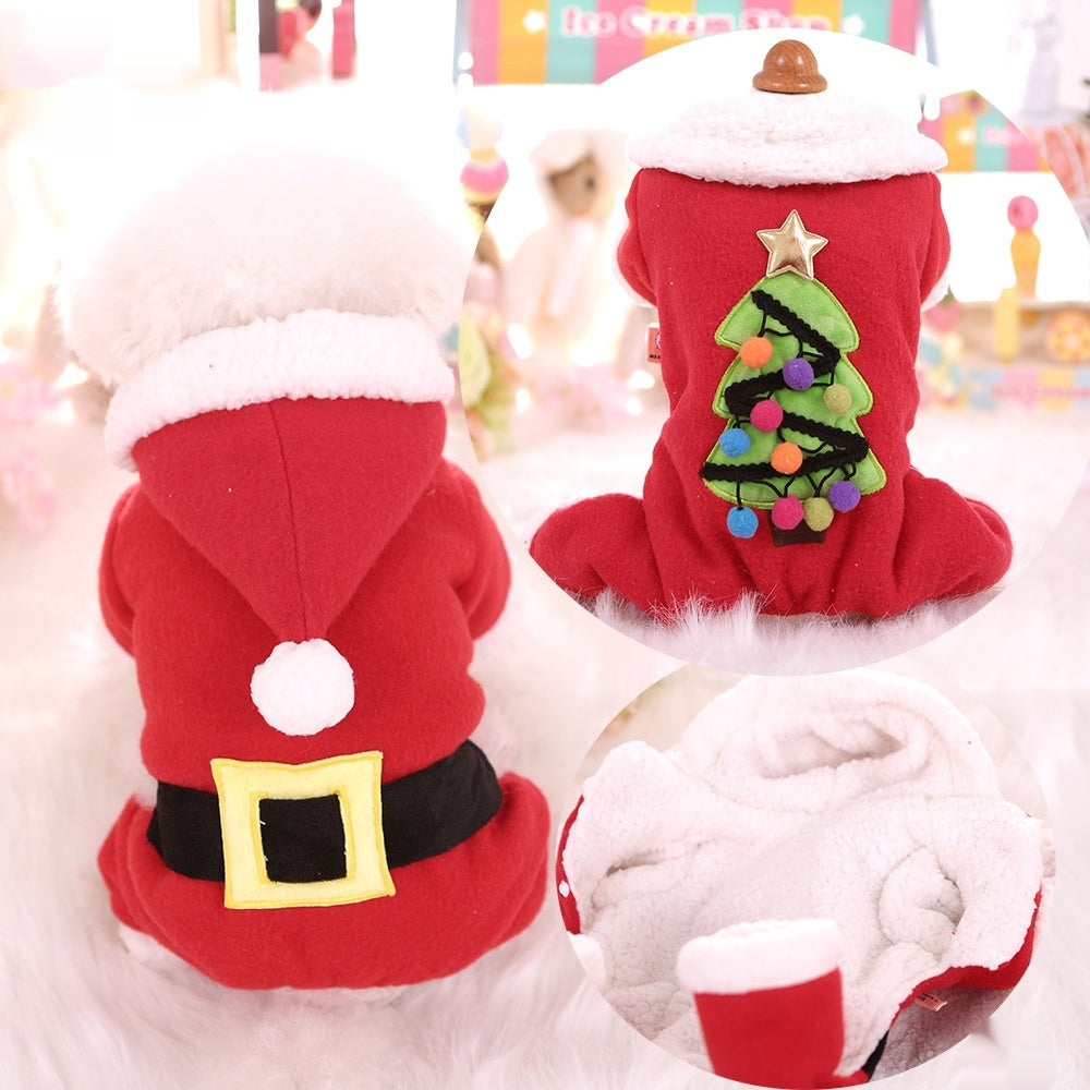 KFX-5991613 Cozy Fleece-Lined Cotton-Padded Coat for Cats and Dogs - Christmas Tree & Father-in-Law Designs