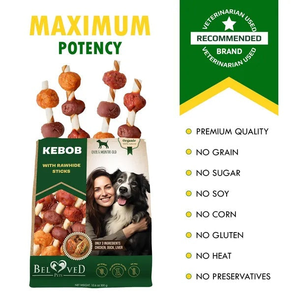 KFX-5991869 All-Natural Grain-Free Rawhide Chews with Duck and Chicken for Dogs - Dental Care Treats for All Breeds