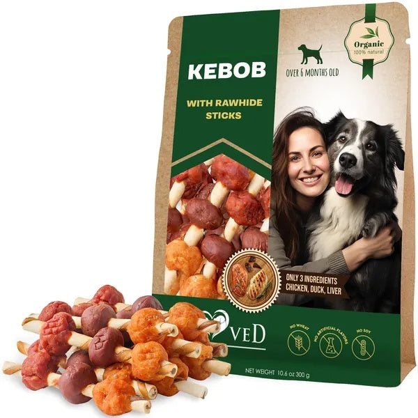 KFX-5991869 All-Natural Grain-Free Rawhide Chews with Duck and Chicken for Dogs - Dental Care Treats for All Breeds