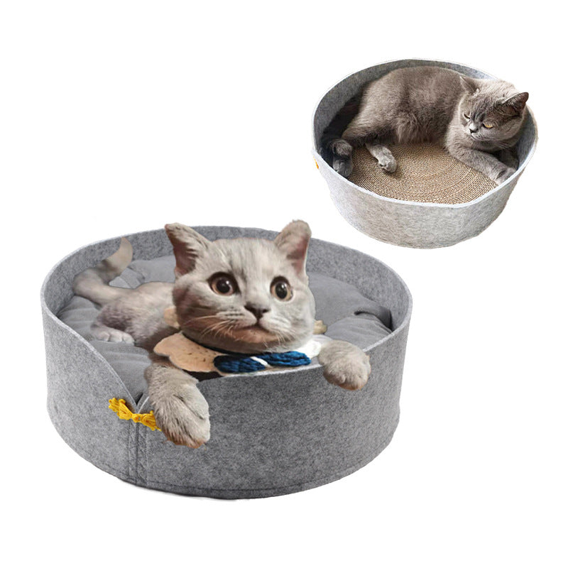 KFX-5991997 Corrugated Cat Scratcher with Removable Washable Claw Sharpener and Soft Cotton Pad