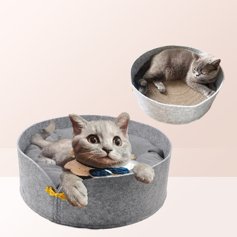 KFX-5991997 Corrugated Cat Scratcher with Removable Washable Claw Sharpener and Soft Cotton Pad