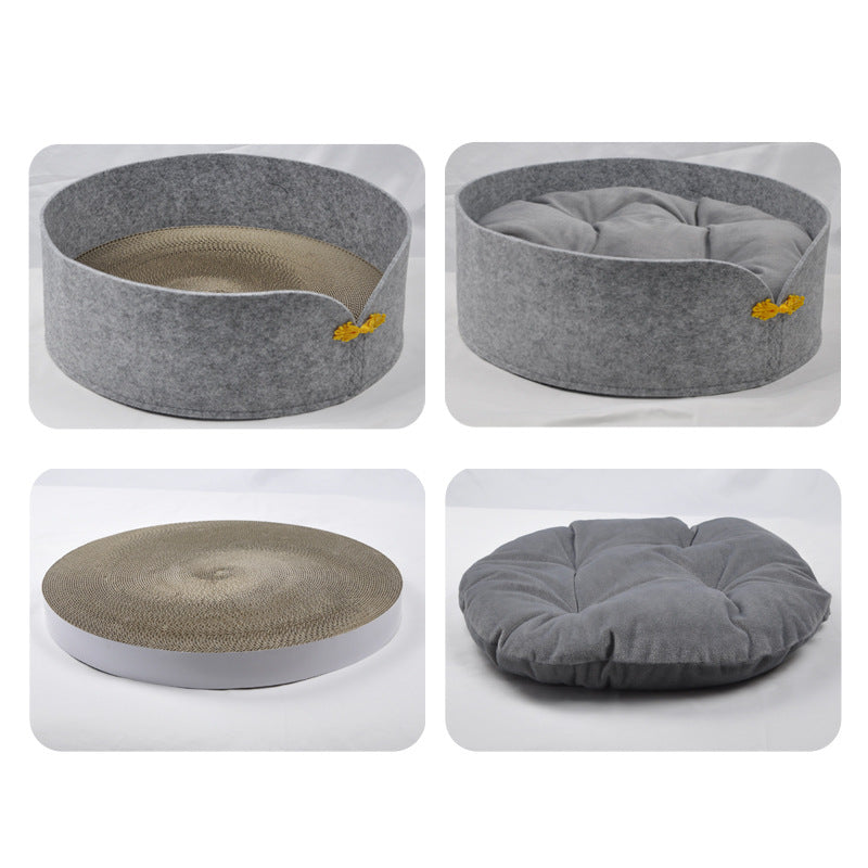 KFX-5991997 Corrugated Cat Scratcher with Removable Washable Claw Sharpener and Soft Cotton Pad