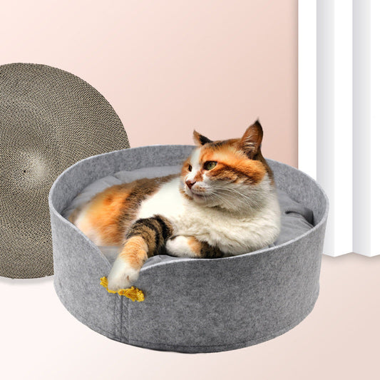 KFX-5991997 Corrugated Cat Scratcher with Removable Washable Claw Sharpener and Soft Cotton Pad