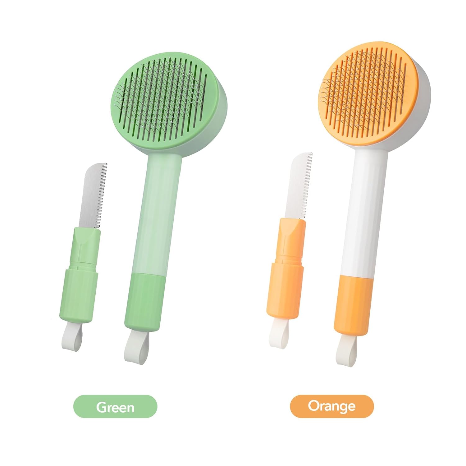 KFX-5993277 2-in-1 Grooming Brush for Long-Haired Cats and Dogs, De-Shedding Tool with Easy Hair Removal and Washable Design