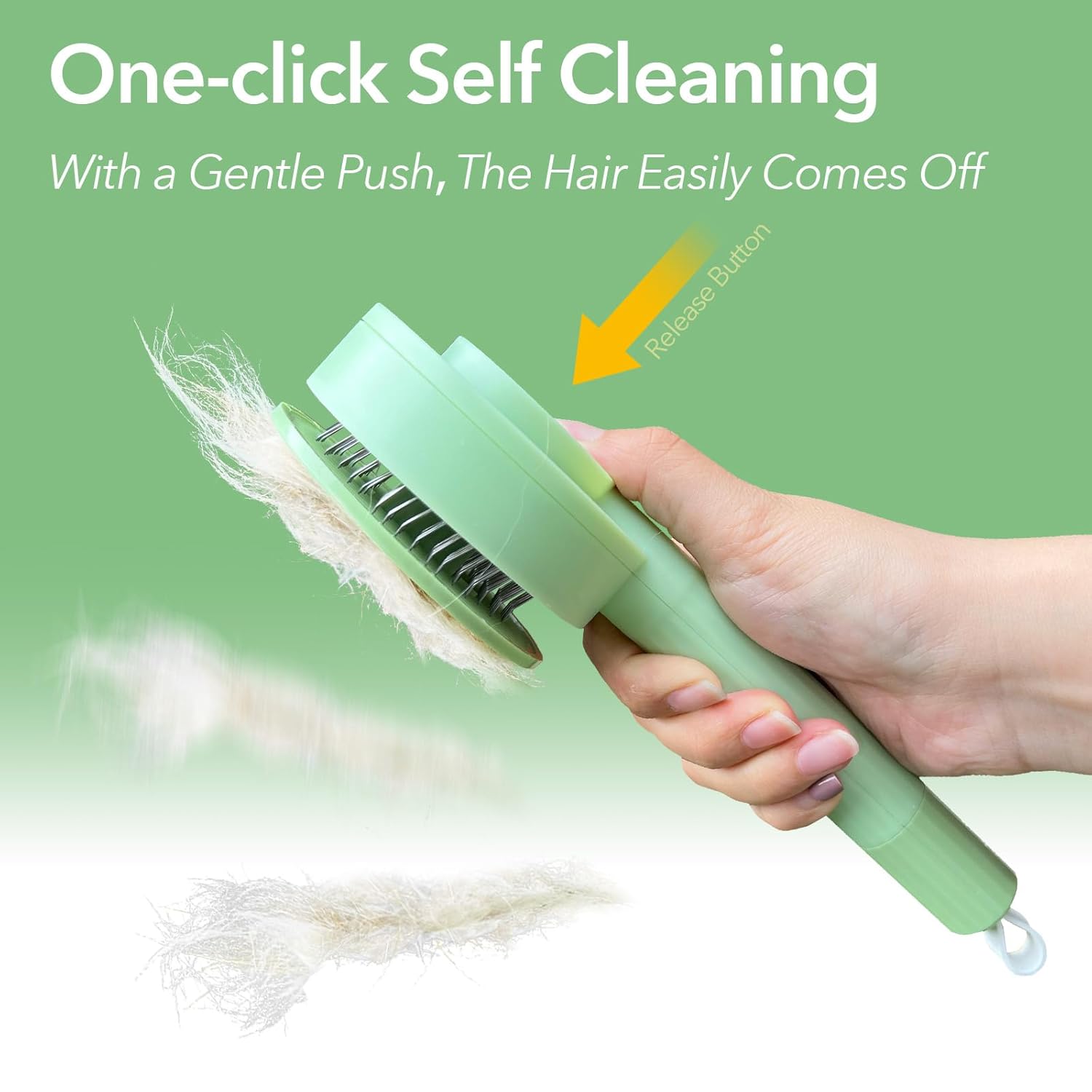 KFX-5993277 2-in-1 Grooming Brush for Long-Haired Cats and Dogs, De-Shedding Tool with Easy Hair Removal and Washable Design