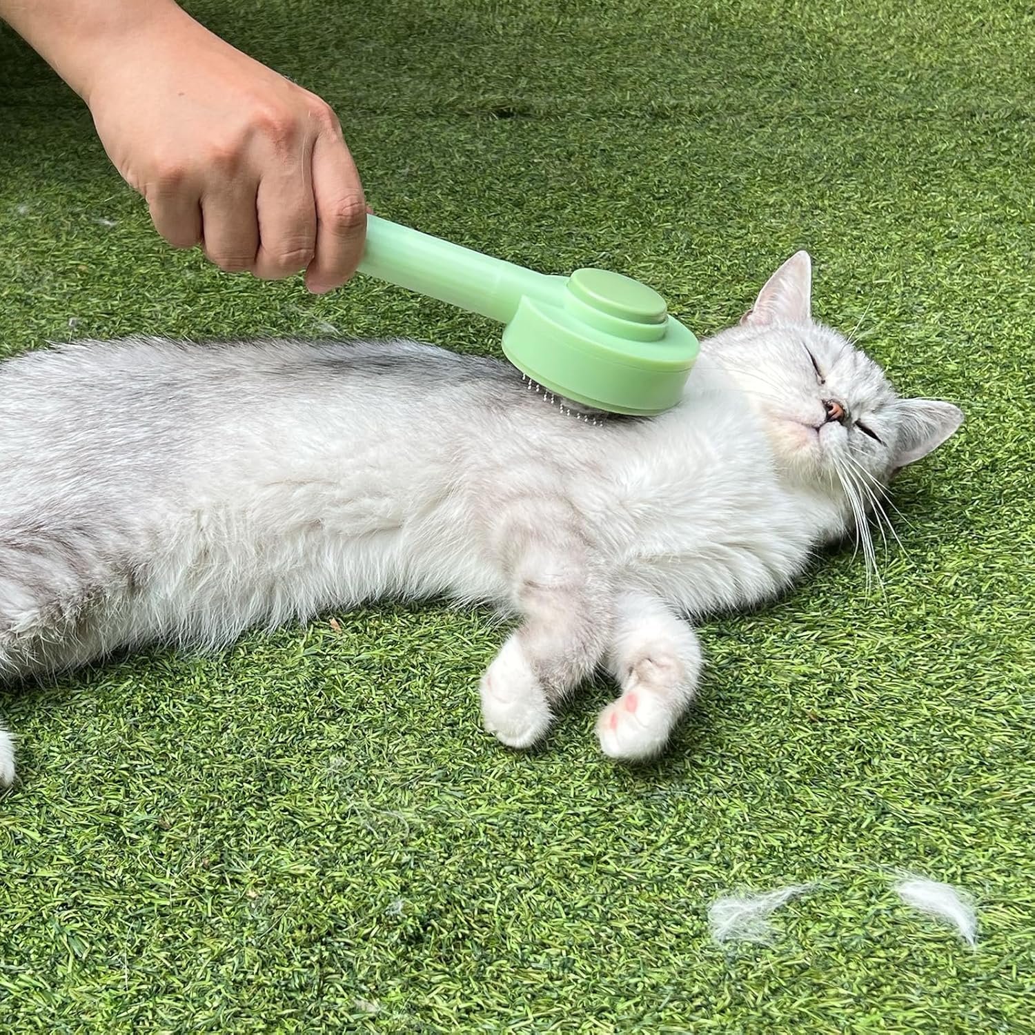 KFX-5993277 2-in-1 Grooming Brush for Long-Haired Cats and Dogs, De-Shedding Tool with Easy Hair Removal and Washable Design