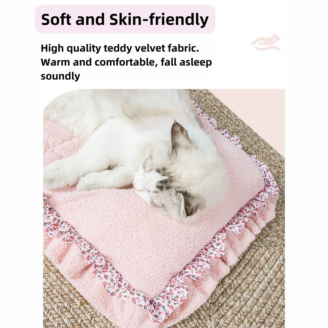 KFX-5993661 Lace Mattress for Dogs in Fall Cherry Powder & Misty Gray - Available in Multiple Sizes