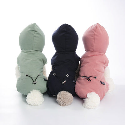 KFX-5994173 Velvet Cotton Jacket for Pets - Casual Four-Legged Coat in Pink, Light Green, and Navy Blue