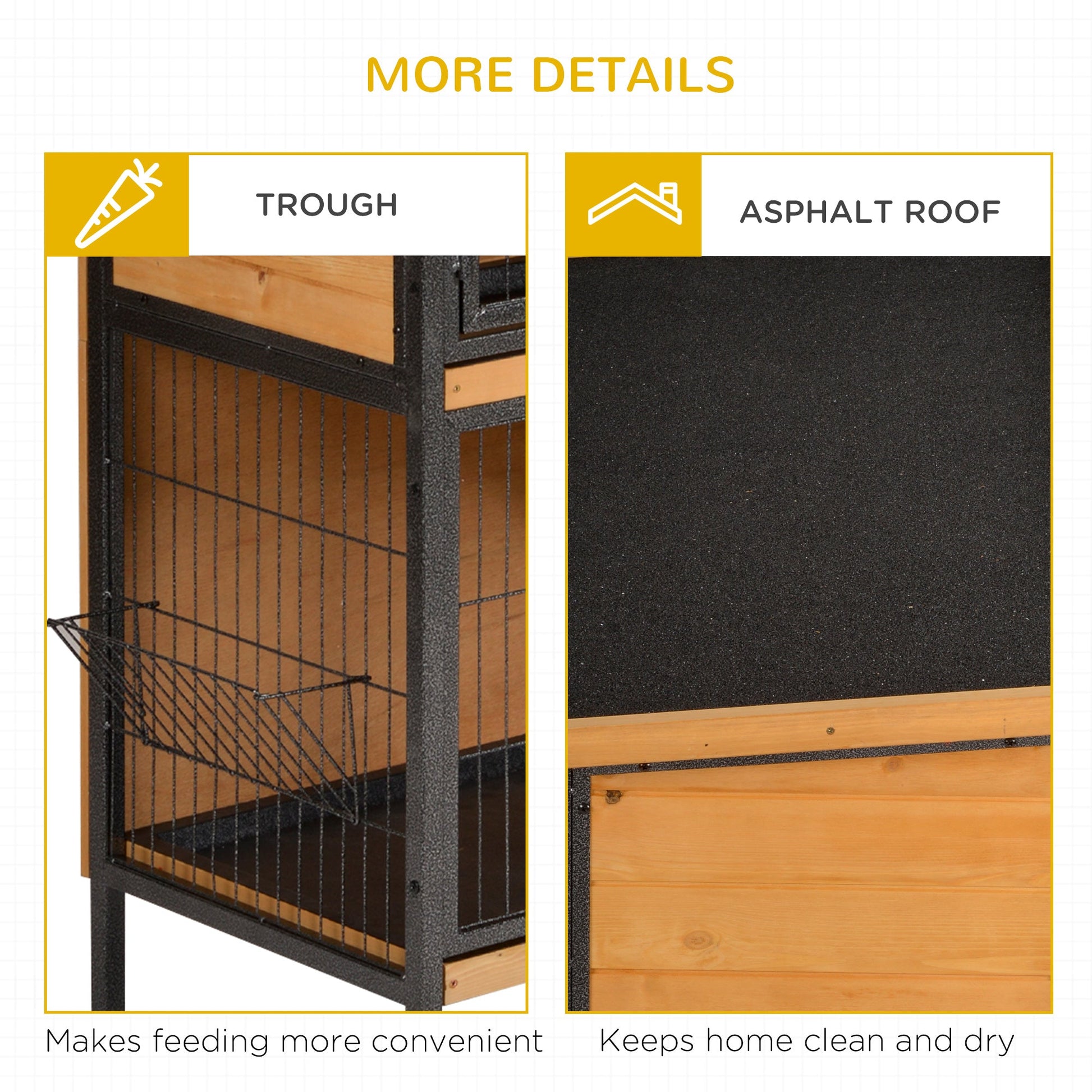 KFX-5995453 Large Outdoor Rabbit Hutch with 2 Levels, Enclosed Space, and Ramp for Small Pets