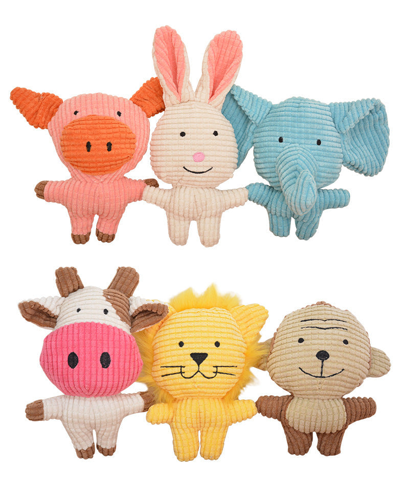 KFX-5996605 Plush Cartoon Animal Dog Toy for Chewing and Play, Bite Resistant Molar Fun