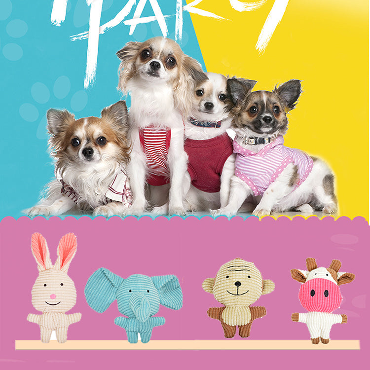 KFX-5996605 Plush Cartoon Animal Dog Toy for Chewing and Play, Bite Resistant Molar Fun