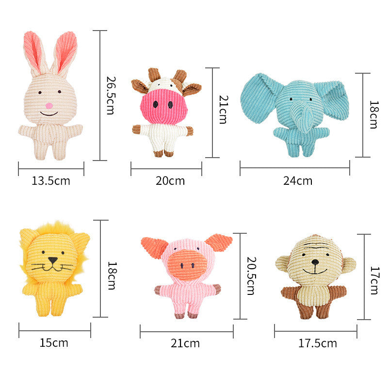 KFX-5996605 Plush Cartoon Animal Dog Toy for Chewing and Play, Bite Resistant Molar Fun