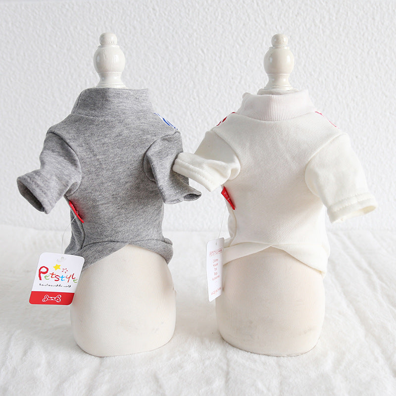 KFX-5996861 Casual Striped Fake Suspenders Sweater for Dogs in Gray and White